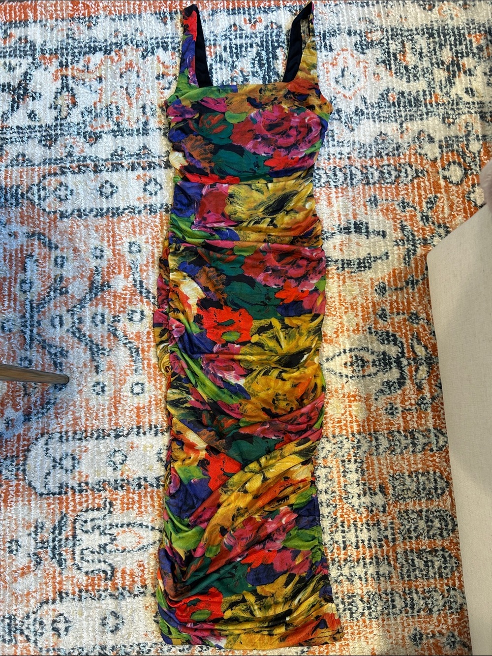 Lulu's Bold Floral Ruched midi dress size XS